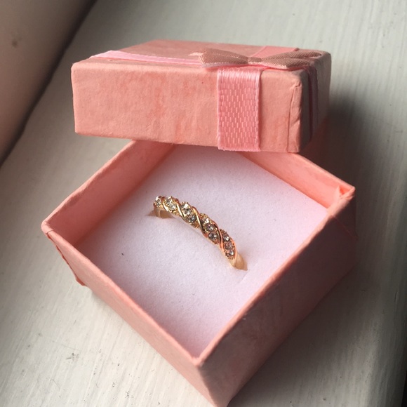 White Sapphire 14k Gold Plated Ring - Picture 2 of 4